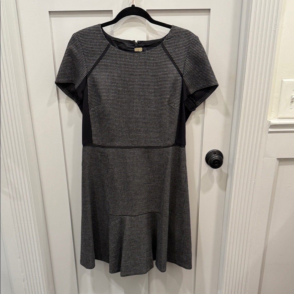 J. Crew Black and Gray Midi Dress